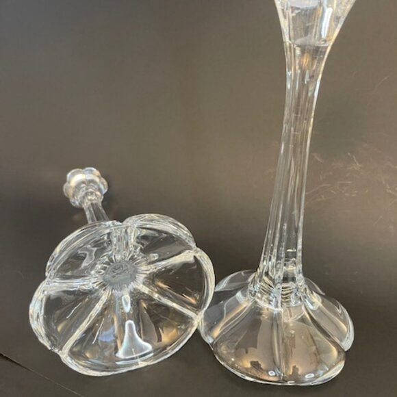 Pair of Vintage Glass Candlesticks – 9.75" Tall, Tulip Design - Picture 9 of 10